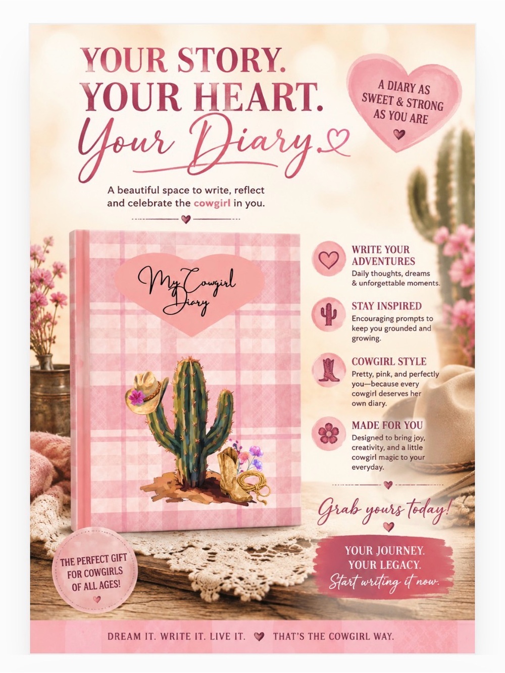 My Cowgirl Diary - Pink Cowgirl Journal